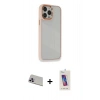MARSİLYAN™- iPhone 13 Pro Max Kılıf Eksen Doku Prime - Siyah Joko 5D Cam + Rainbow Kamera Lens Koruma Cam - MR