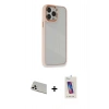 MARSİLYAN™- iPhone 13 Pro Max Kılıf Eksen Doku Prime - Siyah Joko 5D Cam + Rainbow Kamera Lens Koruma Cam - BZ