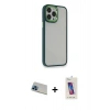 MARSİLYAN™- iPhone 13 Pro Max Kılıf Eksen Doku Prime - Siyah Joko 5D Cam + Rainbow Kamera Lens Koruma Cam - MI