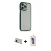 MARSİLYAN™- iPhone 13 Pro Max Kılıf Eksen Doku Prime - Siyah Joko 5D Cam + Rainbow Kamera Lens Koruma Cam - BZ