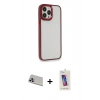 MARSİLYAN™- iPhone 13 Pro Max Kılıf Eksen Doku Prime - Siyah Joko 5D Cam + Rainbow Kamera Lens Koruma Cam - MR