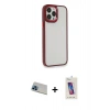MARSİLYAN™- iPhone 13 Pro Max Kılıf Eksen Doku Prime - Siyah Joko 5D Cam + Rainbow Kamera Lens Koruma Cam - MI
