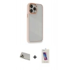 MARSİLYAN™- iPhone 13 Pro Max Kılıf Eksen Doku Prime - Siyah Joko 5D Cam + Rainbow Kamera Lens Koruma Cam - REGD