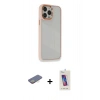 MARSİLYAN™- iPhone 13 Pro Max Kılıf Eksen Doku Prime - Siyah Joko 5D Cam + Renkli Kamera Lens Koruma Cam - SI