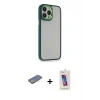 MARSİLYAN™- iPhone 13 Pro Max Kılıf Eksen Doku Prime - Siyah Joko 5D Cam + Renkli Kamera Lens Koruma Cam - SI
