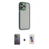 MARSİLYAN™- iPhone 13 Pro Max Kılıf Eksen Doku Prime - Siyah Joko 5D Cam + Neon Fosforlu Kamera Lens - YL