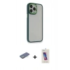 MARSİLYAN™- iPhone 13 Pro Max Kılıf Eksen Doku Prime - Siyah Joko 5D Cam + Renkli Kamera Lens Koruma Cam - YL
