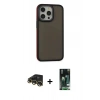 MARSİLYAN™- iPhone 13 Pro Max Kılıf Eksen Işık - Şeffaf 360 Full Body Arka Koruyucu + Raze Metal Kamera Lens - GD