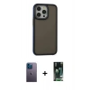 MARSİLYAN™- iPhone 13 Pro Max Kılıf Eksen Işık - Şeffaf 360 Full Body Arka Koruyucu + Neon Fosforlu Kamera Lens - MI