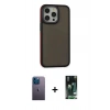MARSİLYAN™- iPhone 13 Pro Max Kılıf Eksen Işık - Şeffaf 360 Full Body Arka Koruyucu + Neon Fosforlu Kamera Lens - MI