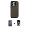 MARSİLYAN™- iPhone 13 Pro Max Kılıf Eksen Işık - Şeffaf 360 Full Body Arka Koruyucu + Neon Fosforlu Kamera Lens - MI