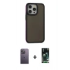 MARSİLYAN™- iPhone 13 Pro Max Kılıf Eksen Işık - Şeffaf 360 Full Body Arka Koruyucu + Neon Fosforlu Kamera Lens - BZ