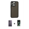 MARSİLYAN™- iPhone 13 Pro Max Kılıf Eksen Işık - Şeffaf 360 Full Body Arka Koruyucu + Neon Fosforlu Kamera Lens - BZ