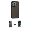 MARSİLYAN™- iPhone 13 Pro Max Kılıf Eksen Işık - Şeffaf 360 Full Body Arka Koruyucu + Neon Fosforlu Kamera Lens - YL