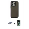 MARSİLYAN™- iPhone 13 Pro Max Kılıf Eksen Işık - Şeffaf 360 Full Body Arka Koruyucu + Renkli Kamera Lens Koruma Cam - PE