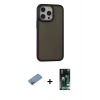 MARSİLYAN™- iPhone 13 Pro Max Kılıf Eksen Işık - Şeffaf 360 Full Body Arka Koruyucu + Shine Kamera Lens Koruma Cam - PE