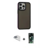 MARSİLYAN™- iPhone 13 Pro Max Kılıf Eksen Işık - Şeffaf 360 Full Body Arka Koruyucu + Pers Alüminyum Kamera Lens - SABE