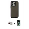 MARSİLYAN™- iPhone 13 Pro Max Kılıf Eksen Işık - Şeffaf 360 Full Body Arka Koruyucu + Rainbow Kamera Lens Koruma Cam - KI