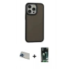 MARSİLYAN™- iPhone 13 Pro Max Kılıf Eksen Işık - Şeffaf 360 Full Body Arka Koruyucu + Rainbow Kamera Lens Koruma Cam - MI
