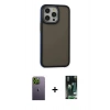 MARSİLYAN™- iPhone 13 Pro Max Kılıf Eksen Işık - Şeffaf 360 Full Body Arka Koruyucu + Neon Fosforlu Kamera Lens - YL