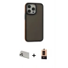 MARSİLYAN™- iPhone 13 Pro Max Kılıf Eksen Işık - Şeffaf Maxco Cam Ekran Koruyucu + Beyaz Rainbow Kamera Lens Koruma Cam