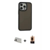 MARSİLYAN™- iPhone 13 Pro Max Kılıf Eksen Işık - Şeffaf Maxco Cam Ekran Koruyucu + Beyaz Rainbow Kamera Lens Koruma Cam