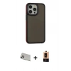 MARSİLYAN™- iPhone 13 Pro Max Kılıf Eksen Işık - Şeffaf Maxco Cam Ekran Koruyucu + Beyaz Rainbow Kamera Lens Koruma Cam