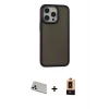 MARSİLYAN™- iPhone 13 Pro Max Kılıf Eksen Işık - Şeffaf Maxco Cam Ekran Koruyucu + Beyaz Rainbow Kamera Lens Koruma Cam
