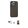 MARSİLYAN™- iPhone 13 Pro Max Kılıf Eksen Işık - Şeffaf Maxco Cam Ekran Koruyucu + Pers Alüminyum Kamera Lens - KI