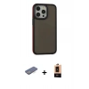 MARSİLYAN™- iPhone 13 Pro Max Kılıf Eksen Işık - Şeffaf Maxco Cam Ekran Koruyucu + Renkli Kamera Lens Koruma Cam - MI