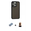 MARSİLYAN™- iPhone 13 Pro Max Kılıf Eksen Işık - Şeffaf Maxco Cam Ekran Koruyucu + Pembe Shine Kamera Lens Koruma Cam