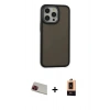 MARSİLYAN™- iPhone 13 Pro Max Kılıf Eksen Işık - Şeffaf Maxco Cam Ekran Koruyucu + Rainbow Kamera Lens Koruma Cam - KI
