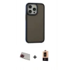 MARSİLYAN™- iPhone 13 Pro Max Kılıf Eksen Işık - Şeffaf Maxco Cam Ekran Koruyucu + Rainbow Kamera Lens Koruma Cam - KI