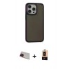 MARSİLYAN™- iPhone 13 Pro Max Kılıf Eksen Işık - Şeffaf Maxco Cam Ekran Koruyucu + Rainbow Kamera Lens Koruma Cam - KI