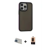 MARSİLYAN™- iPhone 13 Pro Max Kılıf Eksen Işık - Şeffaf Maxco Cam Ekran Koruyucu + Rainbow Kamera Lens Koruma Cam - MI
