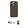 MARSİLYAN™- iPhone 13 Pro Max Kılıf Eksen Işık - Şeffaf Maxco Cam Ekran Koruyucu + Rainbow Kamera Lens Koruma Cam - KI