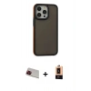 MARSİLYAN™- iPhone 13 Pro Max Kılıf Eksen Işık - Şeffaf Maxco Cam Ekran Koruyucu + Rainbow Kamera Lens Koruma Cam - KI