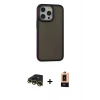 MARSİLYAN™- iPhone 13 Pro Max Kılıf Eksen Işık - Şeffaf Maxco Cam Ekran Koruyucu + Raze Metal Kamera Lens - GD