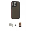 MARSİLYAN™- iPhone 13 Pro Max Kılıf Eksen Işık - Şeffaf Maxco Cam Ekran Koruyucu + Rose Gold Rainbow Kamera Lens Koruma Cam