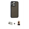 MARSİLYAN™- iPhone 13 Pro Max Kılıf Eksen Işık - Şeffaf Maxco Cam Ekran Koruyucu + Rose Gold Rainbow Kamera Lens Koruma Cam