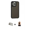 MARSİLYAN™- iPhone 13 Pro Max Kılıf Eksen Işık - Şeffaf Maxco Cam Ekran Koruyucu + Rose Gold Rainbow Kamera Lens Koruma Cam