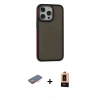 MARSİLYAN™- iPhone 13 Pro Max Kılıf Eksen Işık - Şeffaf Maxco Cam Ekran Koruyucu + Renkli Kamera Lens Koruma Cam - TU