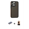 MARSİLYAN™- iPhone 13 Pro Max Kılıf Eksen Işık - Şeffaf Maxco Cam Ekran Koruyucu + Renkli Kamera Lens Koruma Cam - TU