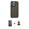 MARSİLYAN™- iPhone 13 Pro Max Kılıf Eksen Işık - Şeffaf Maxco Cam Ekran Koruyucu + Neon Fosforlu Kamera Lens - YL