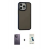 MARSİLYAN™- iPhone 13 Pro Max Kılıf Eksen Işık - Şeffaf Pasifik Cam Ekran Koruyucu + Neon Fosforlu Kamera Lens - BZ