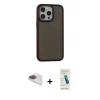 MARSİLYAN™- iPhone 13 Pro Max Kılıf Eksen Işık - Şeffaf Pasifik Cam Ekran Koruyucu + Gökkuşağı Pers Alüminyum Kamera Lens
