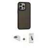 MARSİLYAN™- iPhone 13 Pro Max Kılıf Eksen Işık - Şeffaf Pasifik Cam Ekran Koruyucu + Gökkuşağı Pers Alüminyum Kamera Lens