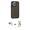 MARSİLYAN™- iPhone 13 Pro Max Kılıf Eksen Işık - Şeffaf Pasifik Cam Ekran Koruyucu + Gökkuşağı Pers Alüminyum Kamera Lens