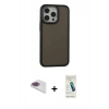 MARSİLYAN™- iPhone 13 Pro Max Kılıf Eksen Işık - Şeffaf Pasifik Cam Ekran Koruyucu + Gökkuşağı Pers Alüminyum Kamera Lens