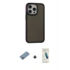 MARSİLYAN™- iPhone 13 Pro Max Kılıf Eksen Işık - Şeffaf Pasifik Cam Ekran Koruyucu + Gökkuşağı Shine Kamera Lens Koruma Cam